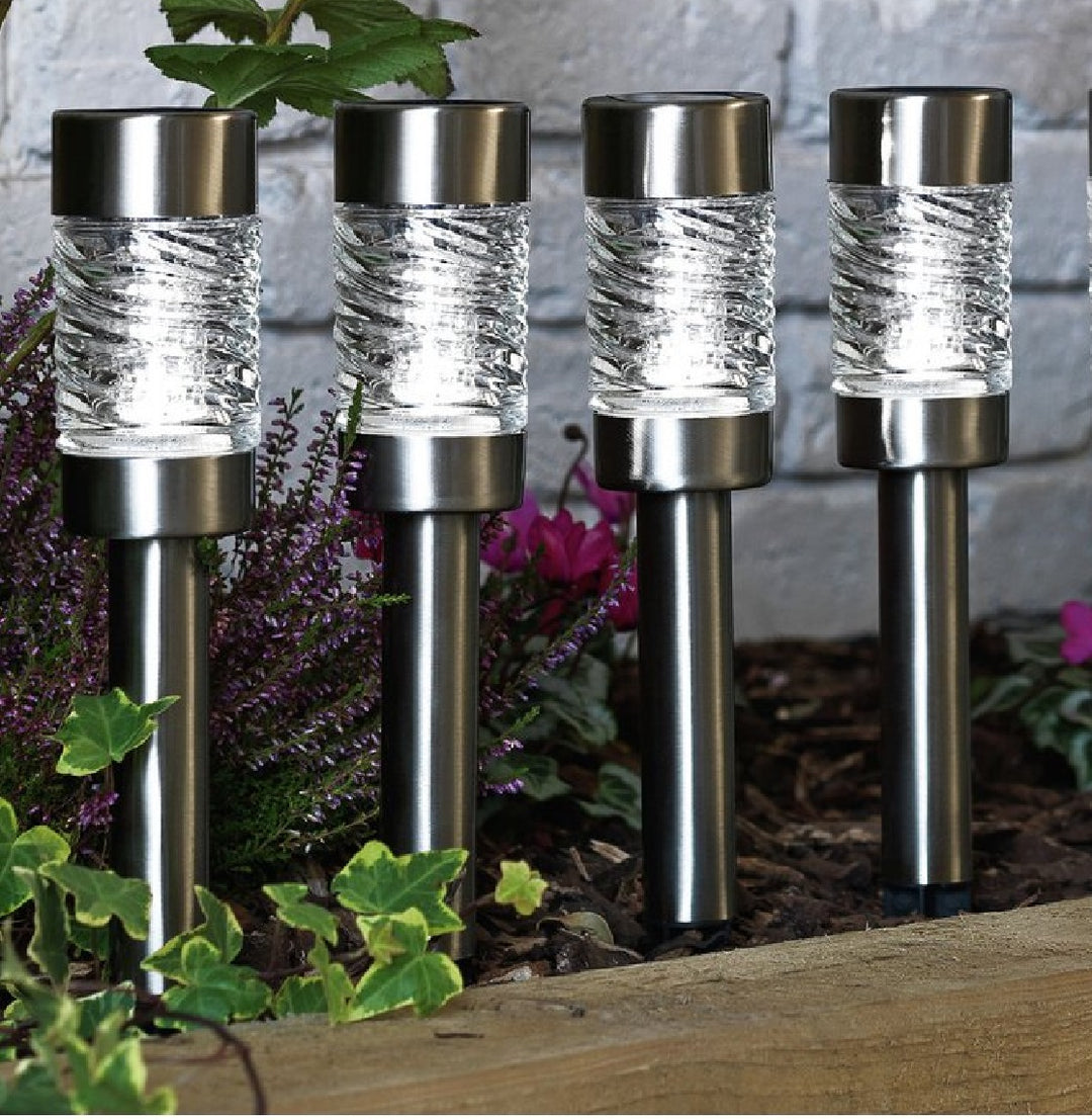 Home Stainless Steel Solar Stake Lights - Set Of 4