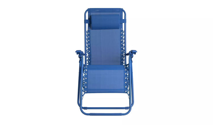 Home Folding Metal Zero Gravity Sun Lounger - Blue