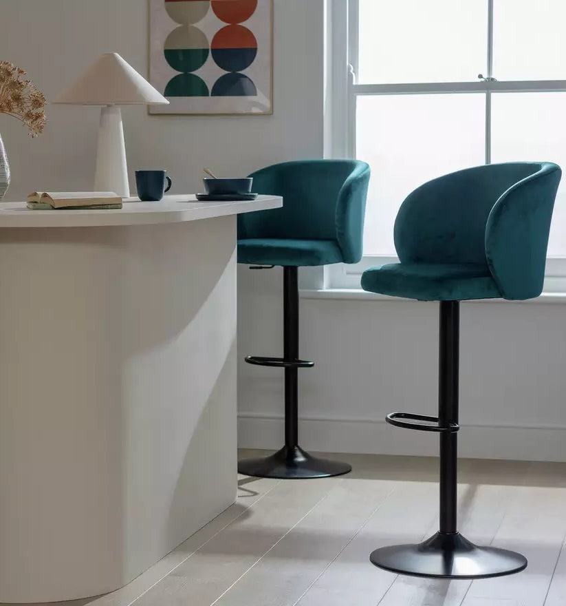 Home Alice Velvet Bar Stool - Teal