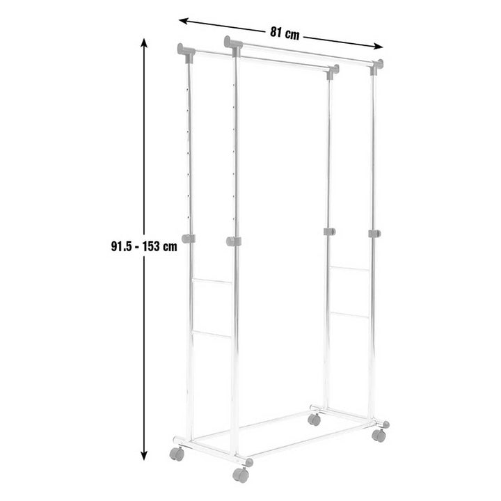 Home Heavy Duty Double Clothes Rail - Chrome and Black