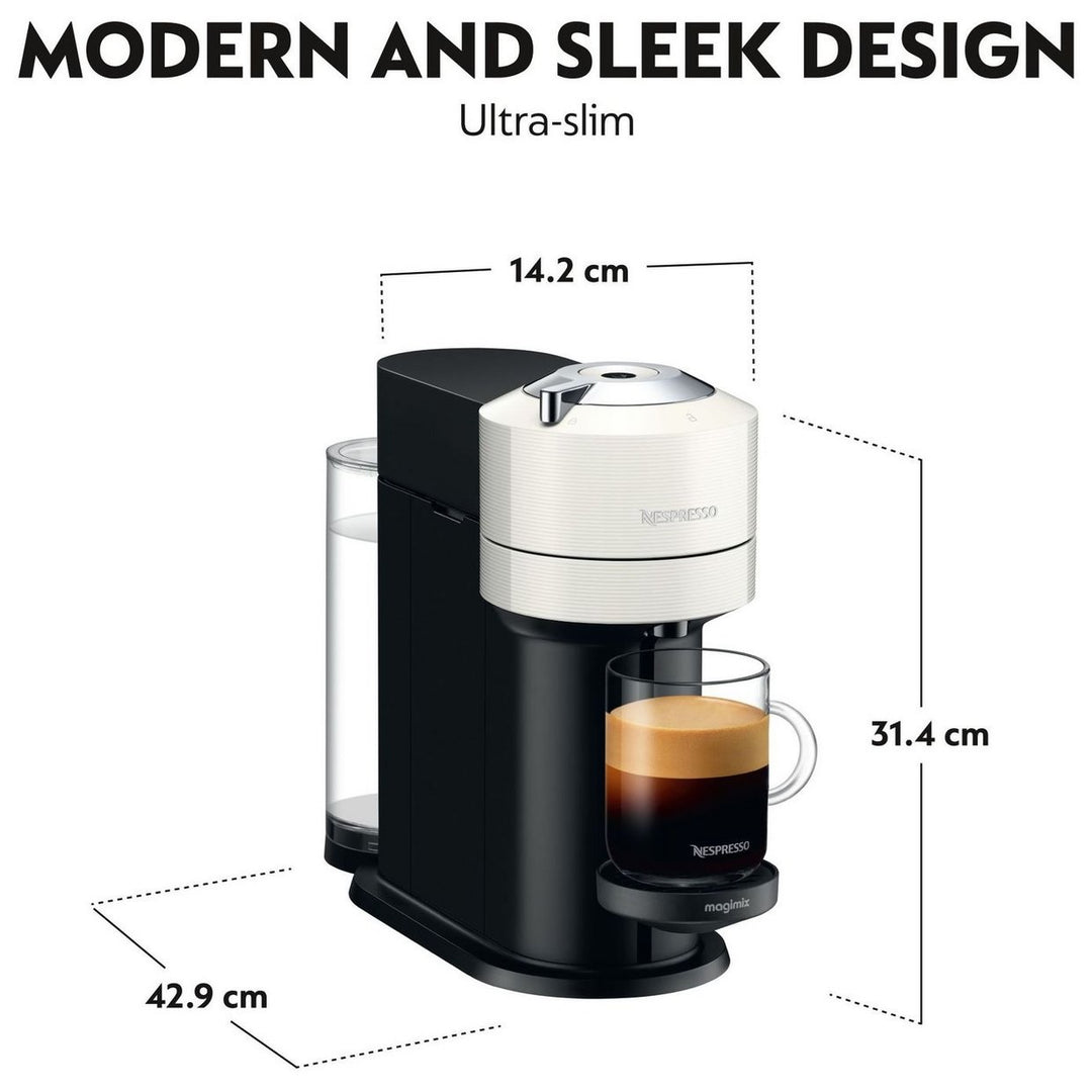 Nespresso Vertuo Next Pod Coffee Machine Bundle Magimix White