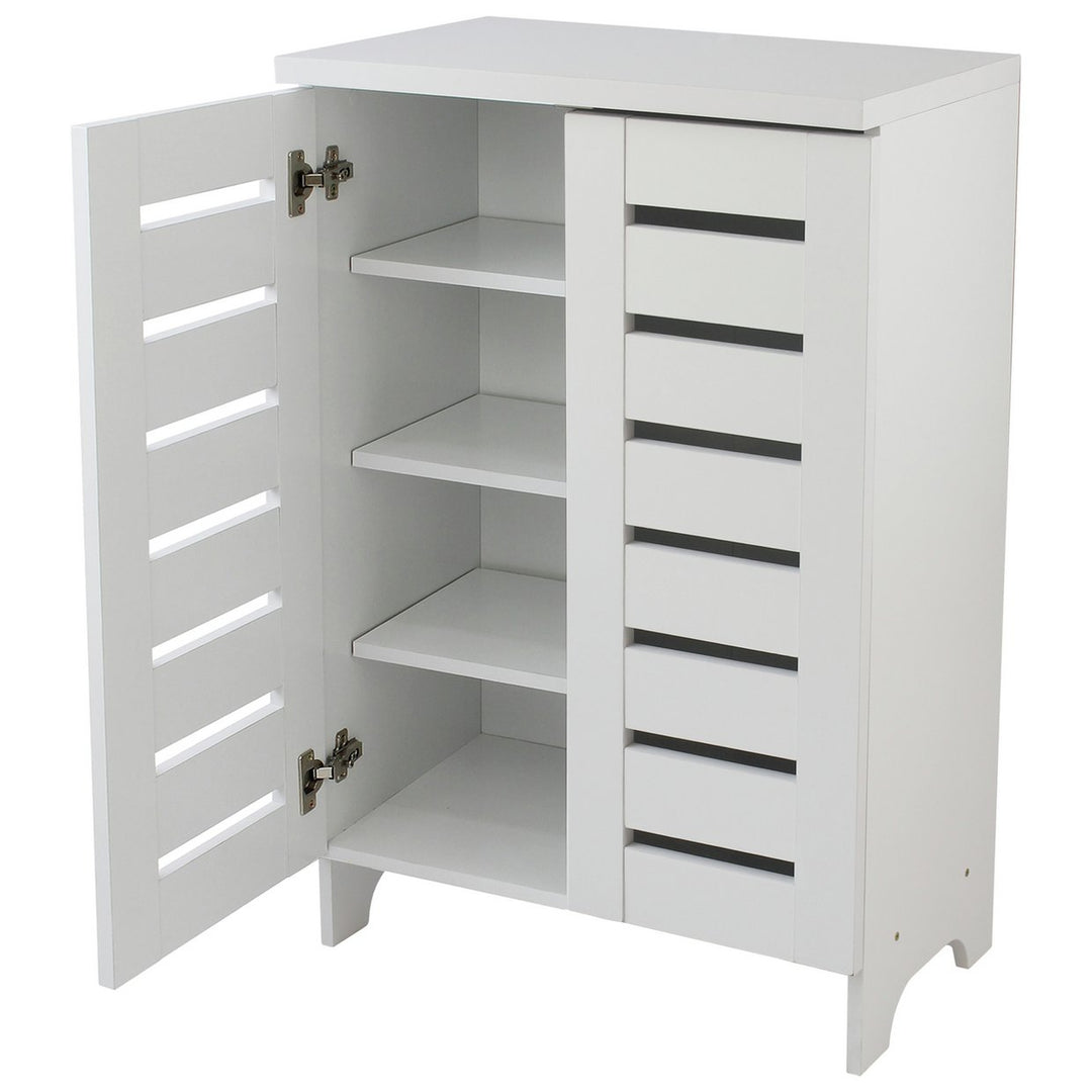 Home Slatted 2 Door Shoe Storage Cabinet - White