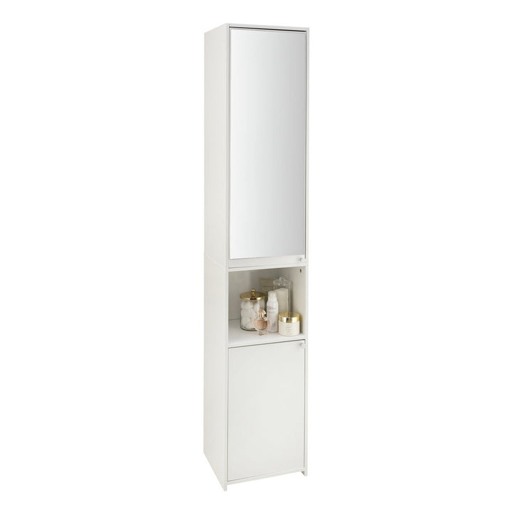 Home Prime Mirrored Tallboy - White