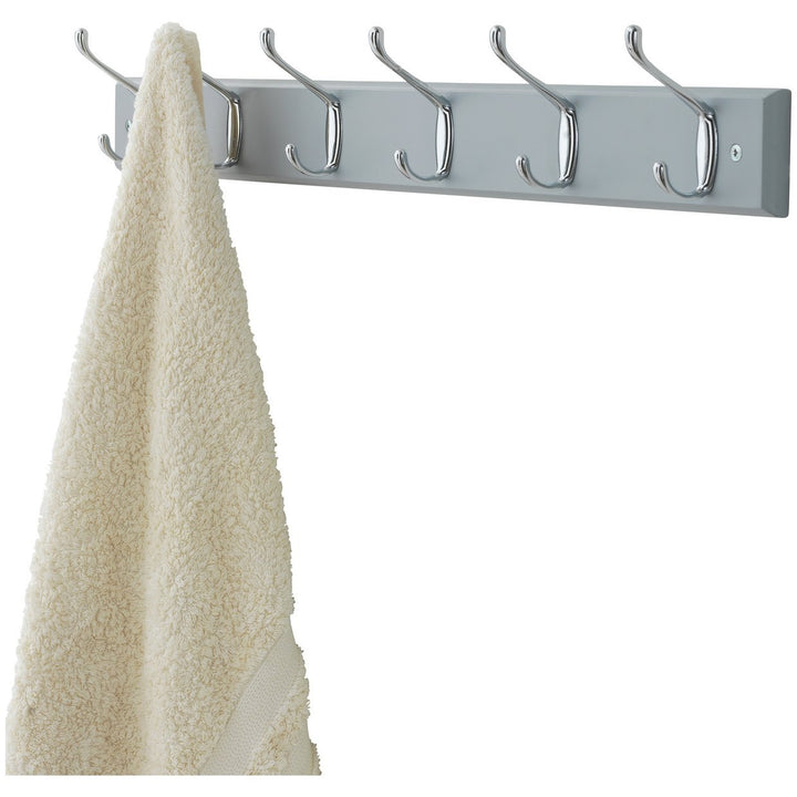 Home Pack Of 6 Double Coat Hooks - Grey 