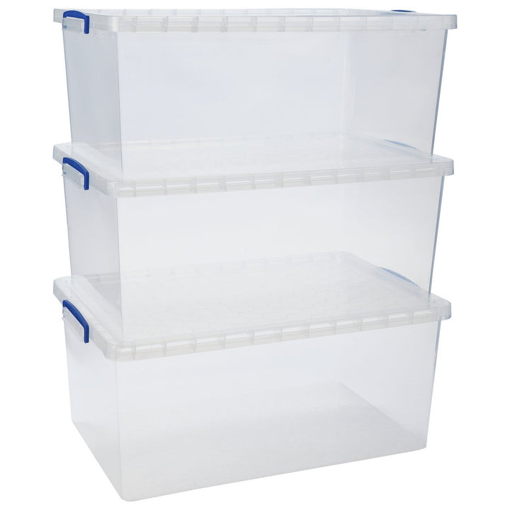 Really Useful Set Of 3 62 Litre Nesting Boxes - Clear