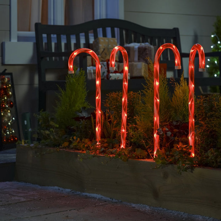 Habitat Pack of 4 Candy Cane Path Finder Lights Outdoor Christmas Decoration - Red & White