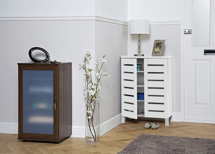 Home Slatted 2 Door Shoe Storage Cabinet - White