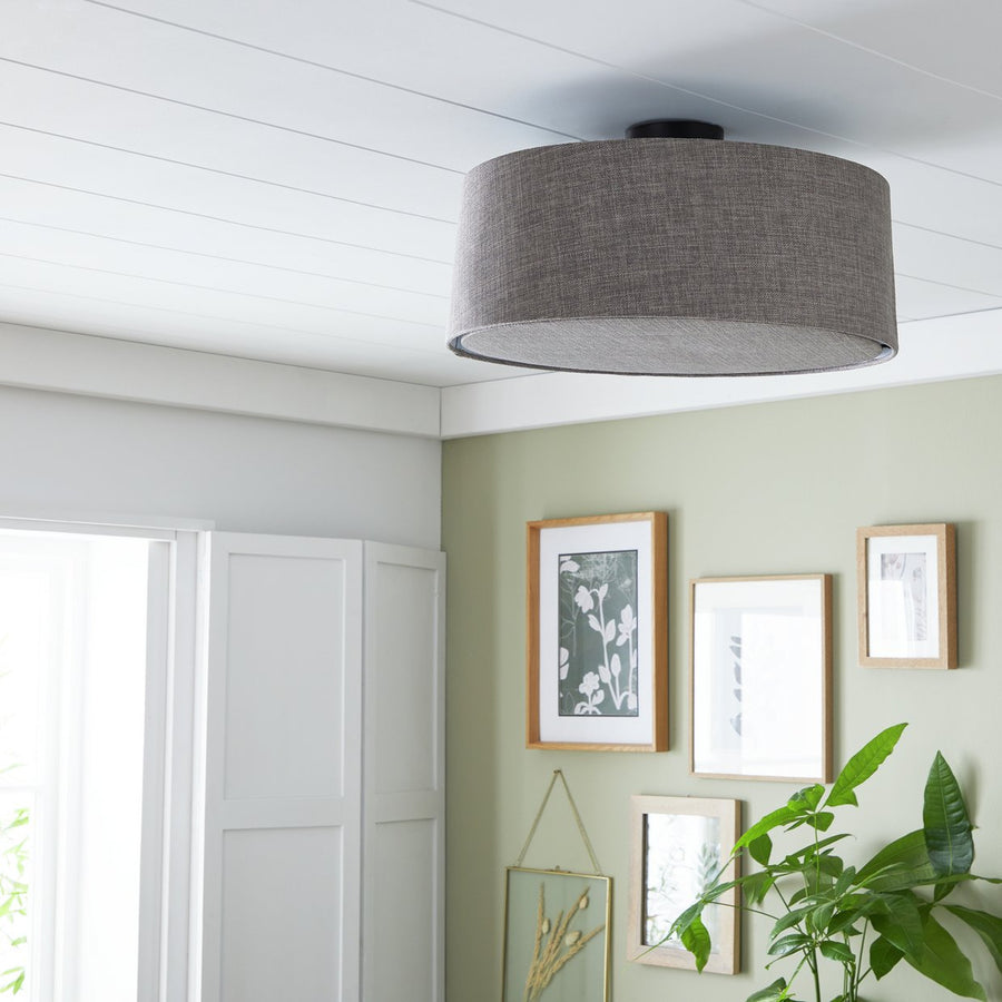 Habitat Diffused Shade Flush Ceiling Light - Matt Black & Grey