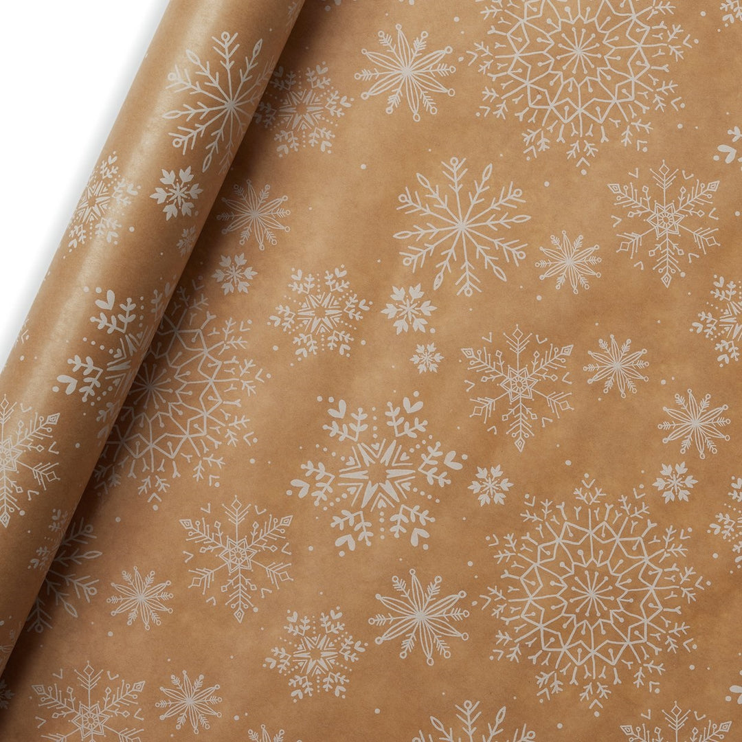 3 Roll Snowflake Kraft Wrapping Paper Set