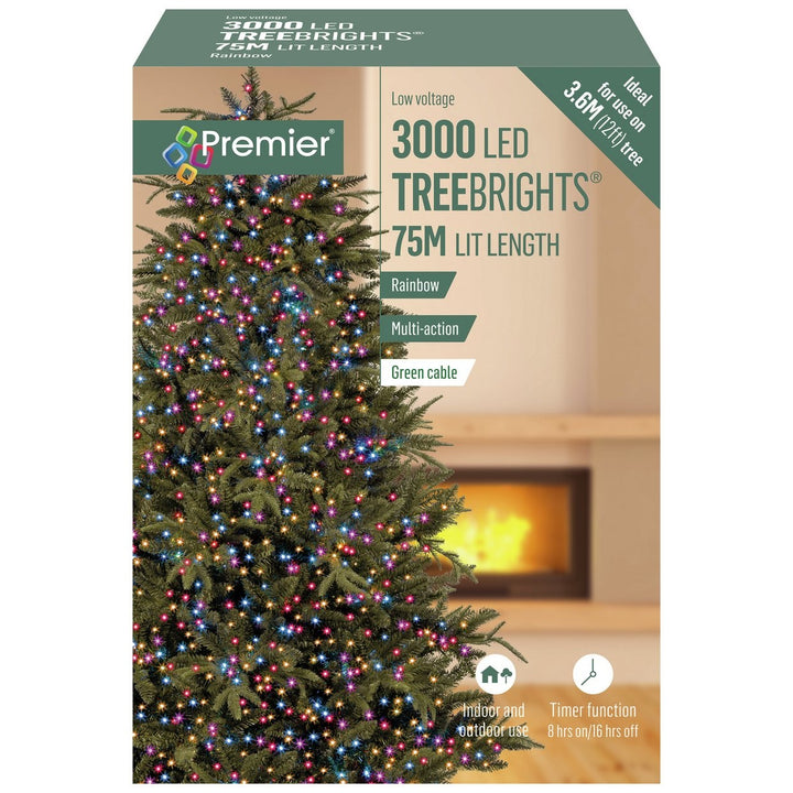 Premier Decorations 3000 Rainbow LED Christmas Tree Lights