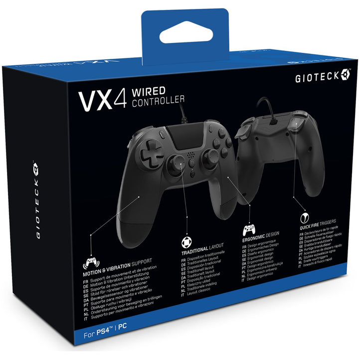 Gioteck VX4 PS4 Wired Controller - Black