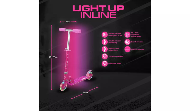 Evo Light Up Inline Folding Scooter - Pink