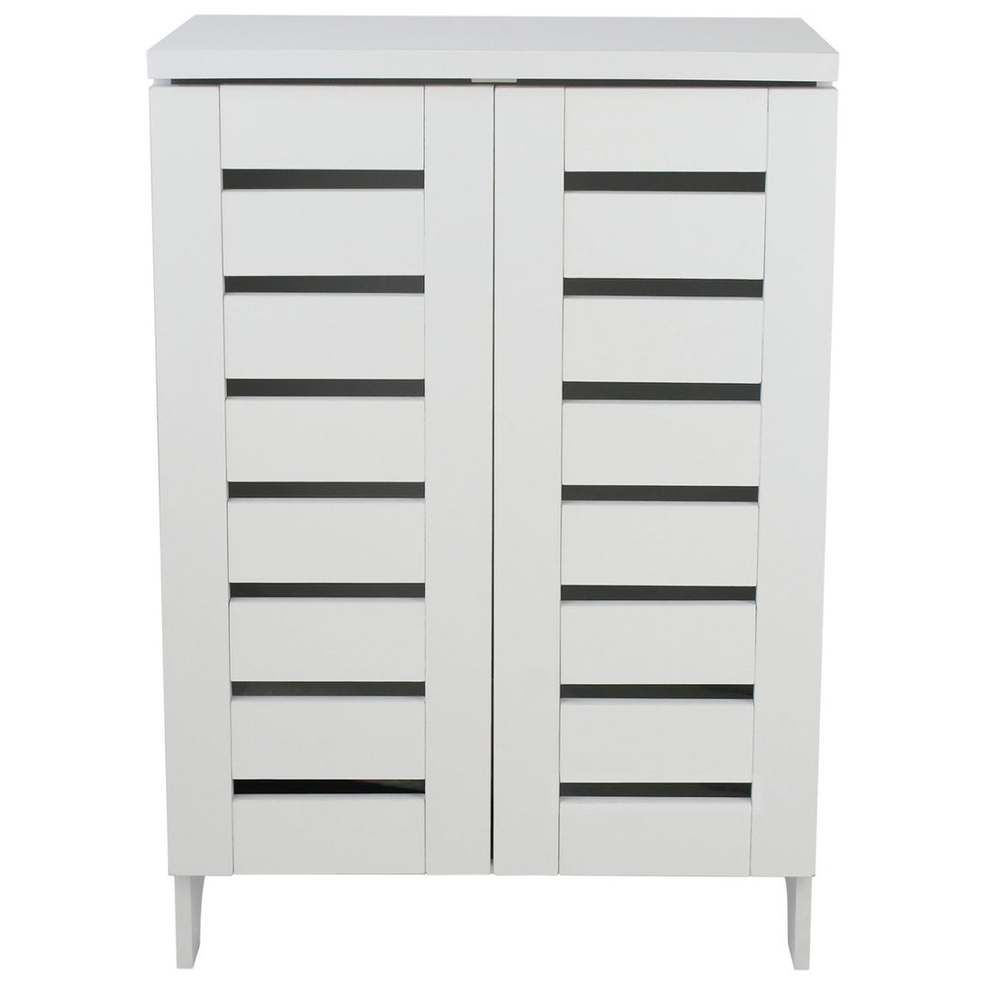 Home Slatted 2 Door Shoe Storage Cabinet - White