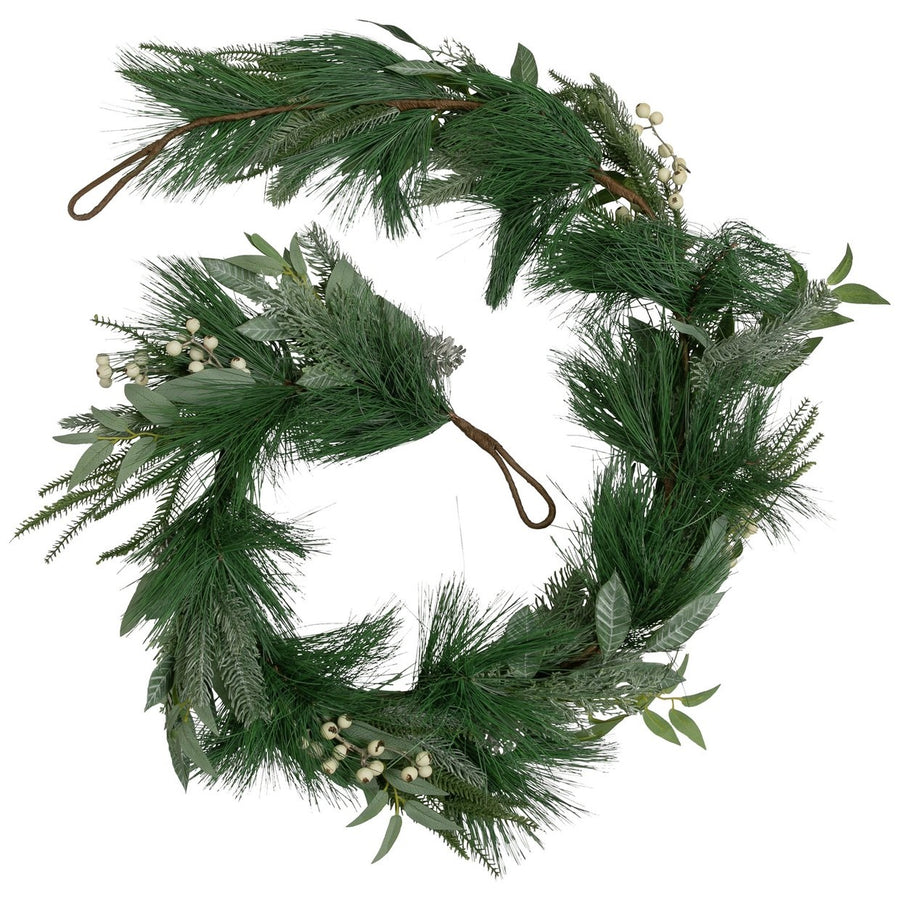 Home Faux Green & White Berries Christmas Garland