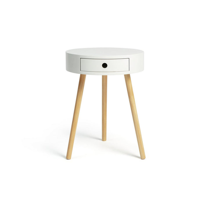 Habitat Otto 1 Drawer Round Bedside Table - White