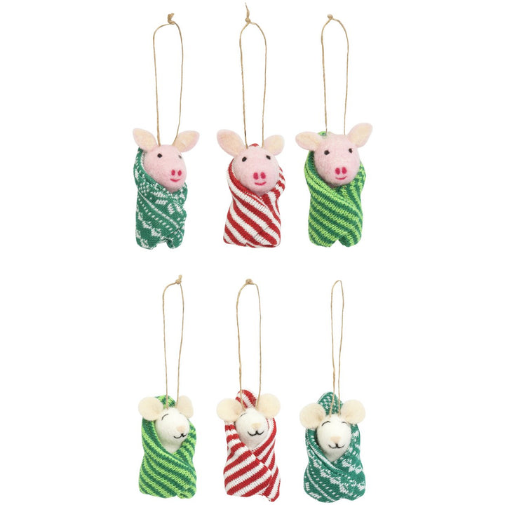 Habitat Pigs & Mice In Blankets Christmas Tree Decorations