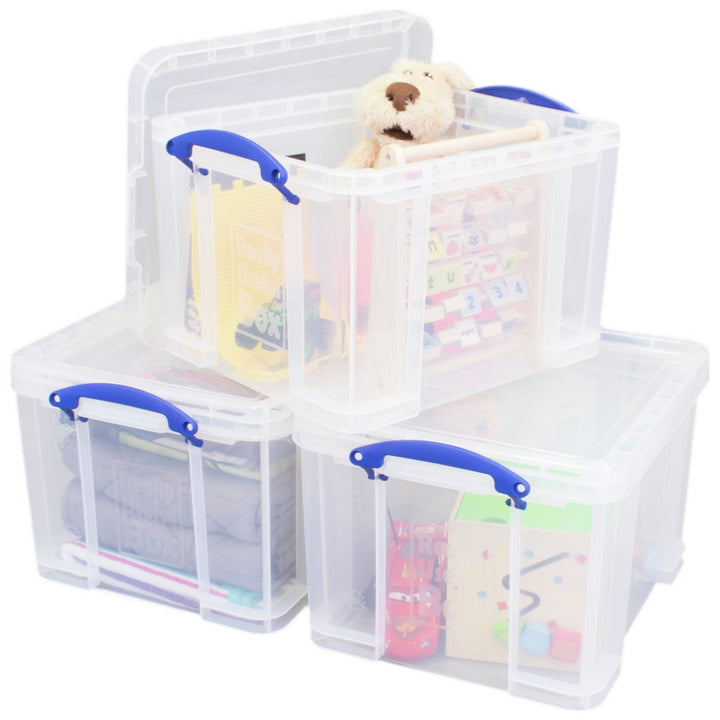 Really Useful Set Of 3 35 Litre Plastic Storage Box - Clear 