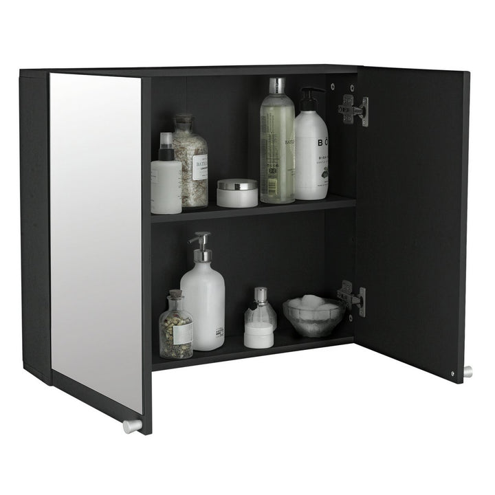 Home Prime 2 Door Mirrored Cabinet - Black