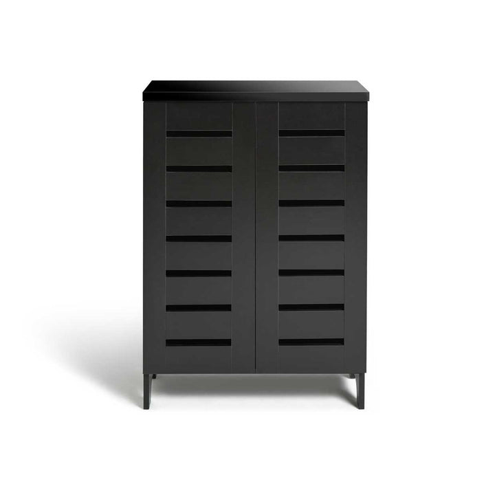 Home Slatted Shoe Cabinet - Black