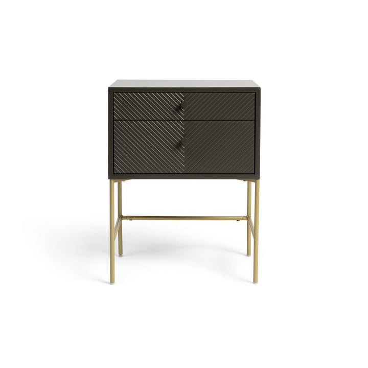 Habitat Barcelona 2 Drawer Bedside Table - Charcoal