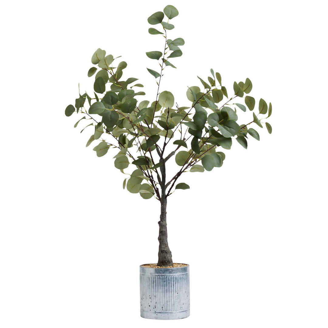 Artificial Eucalyptus Tree In Metal Pot