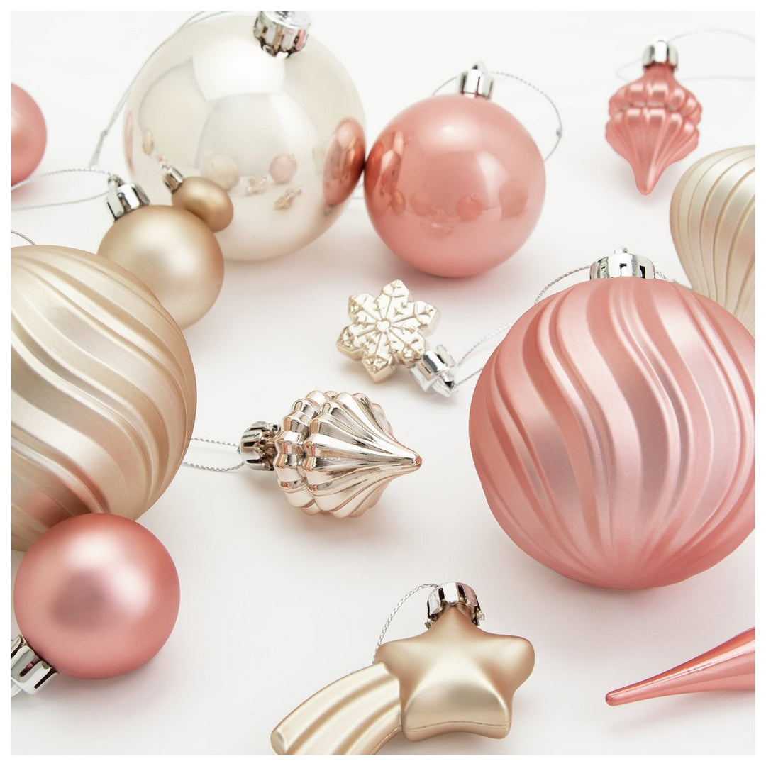 Habitat Pack of 49 Christmas Baubles - Pink & Gold