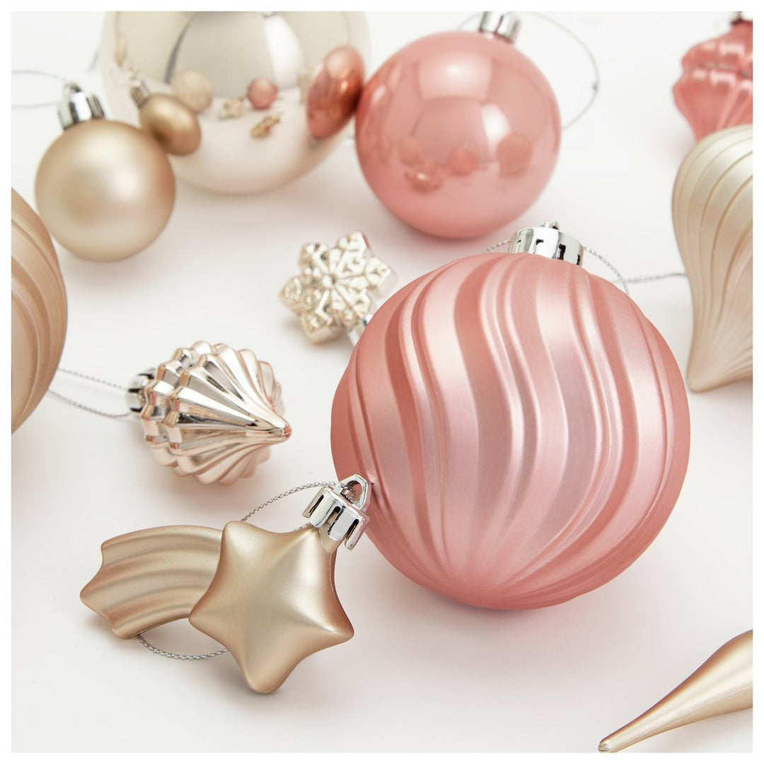 Habitat Pack of 49 Christmas Baubles - Pink & Gold