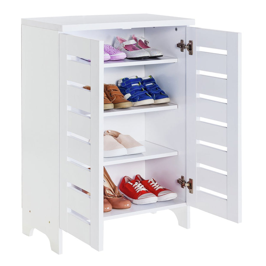 Home Slatted 2 Door Shoe Storage Cabinet - White