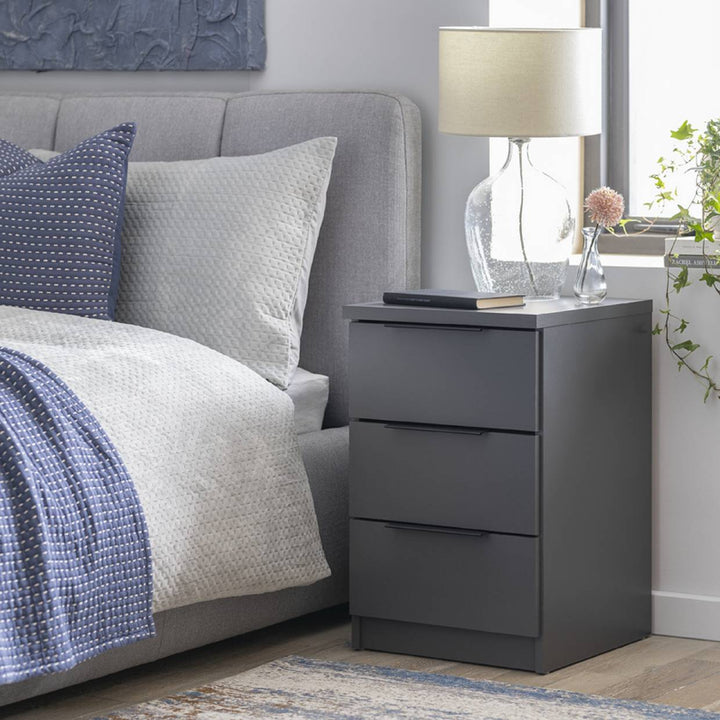 Home Hallingford 3 Drawer Bedside Table - Anthracite