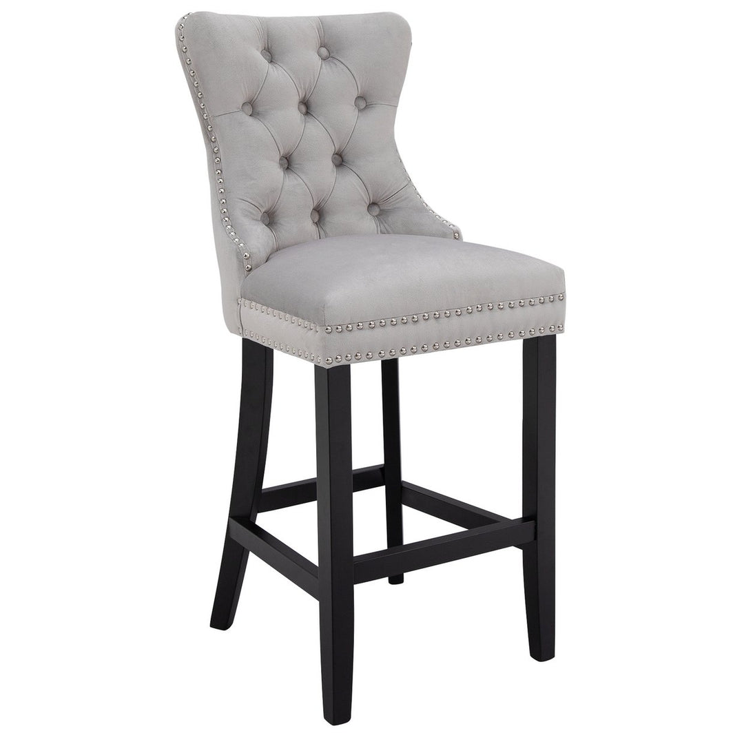 Home Princess Velvet Bar Stool - Light Grey