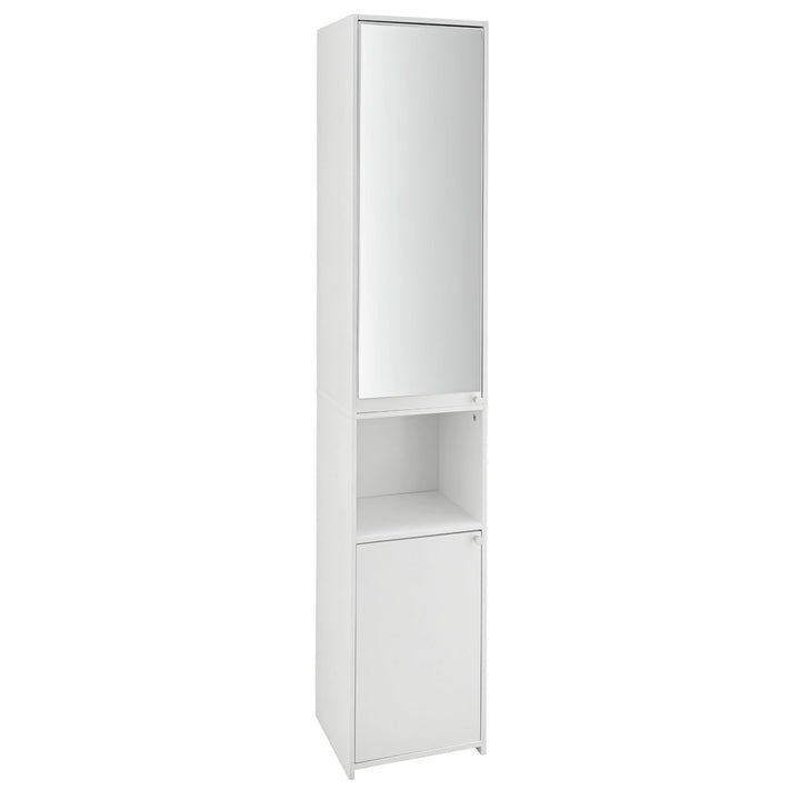 Home Prime Mirrored Tallboy - White