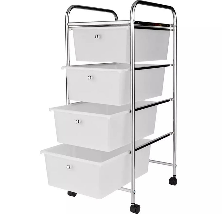 Home 4 Drawer Wheeled Bathroom Storage Unit - White