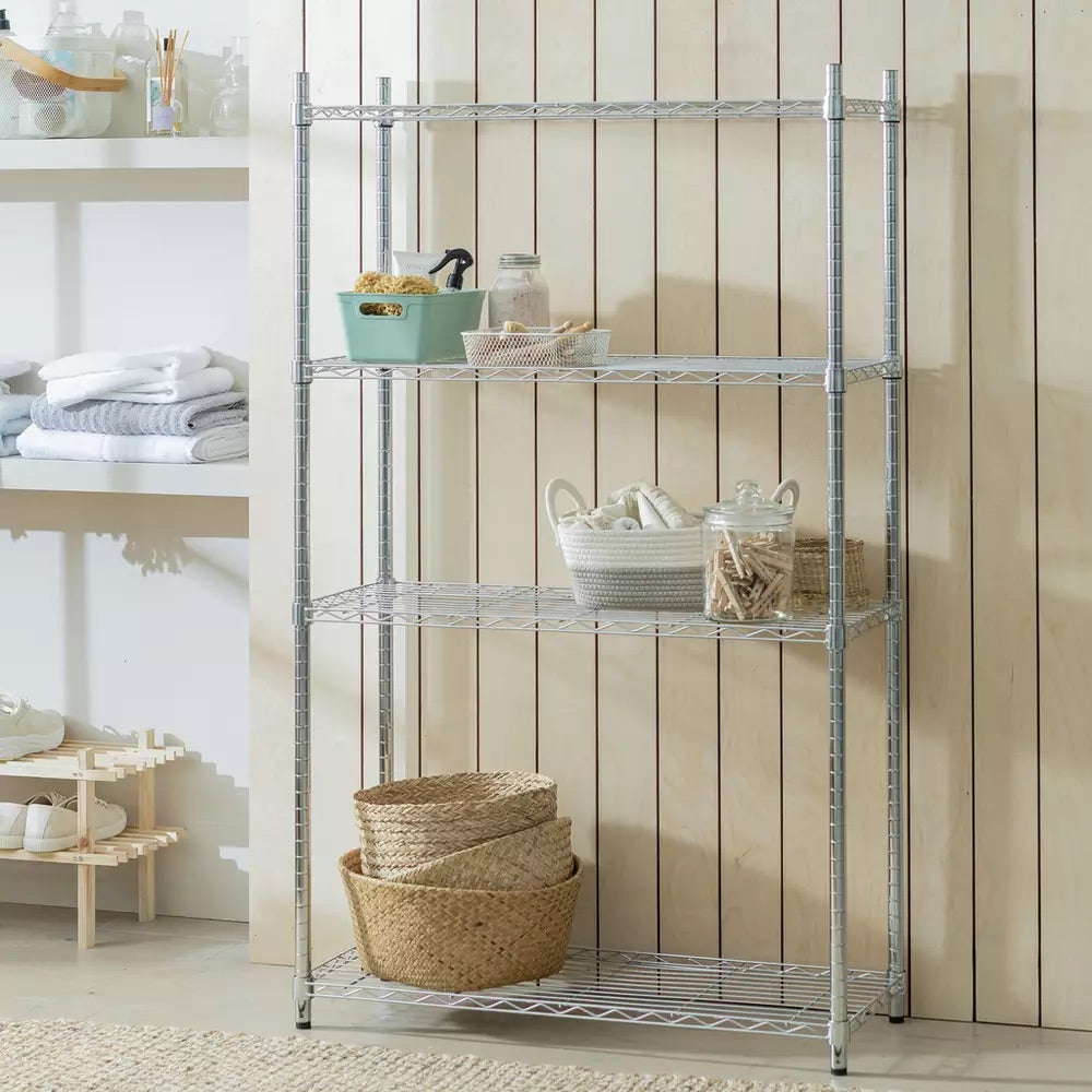 Home Metal Wide Shelving Unit - Chrome