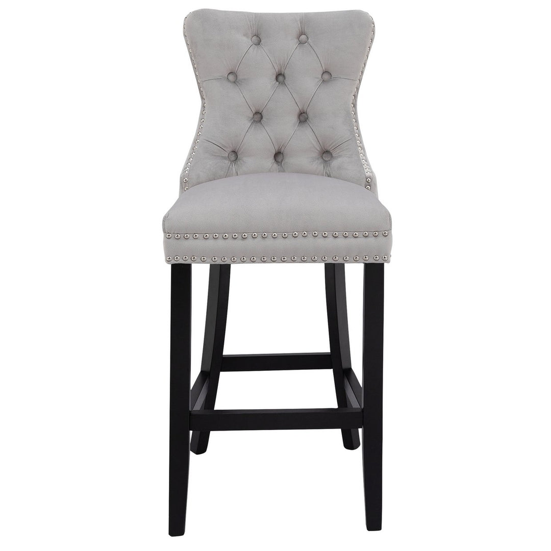 Home Princess Velvet Bar Stool - Light Grey