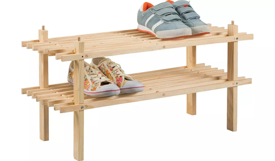 Home 2 Shelf Stackable Shoe Rack - Solid Pine