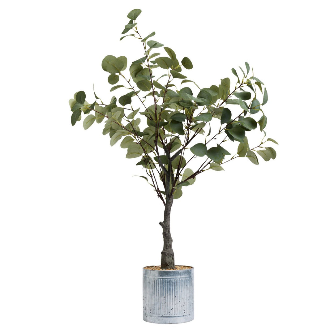 Artificial Eucalyptus Tree In Metal Pot