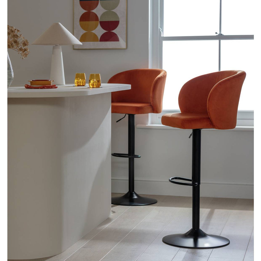 Home Alice Velvet Bar Stool - Rust