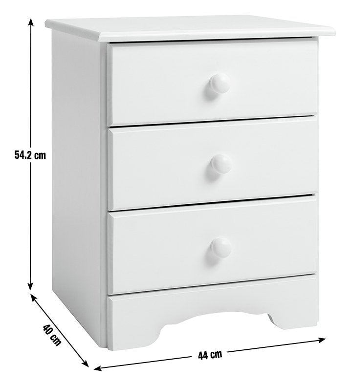 Home Nordic 3 Drawer Bedside Table - Grey