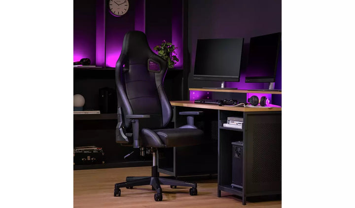 Home Veda Faux Leather Office Gaming Chair - Black