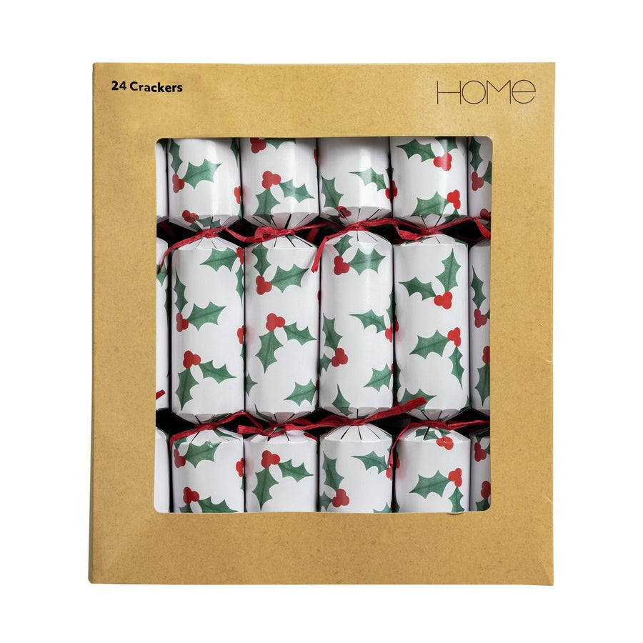 Home Pack of 24 Family Holly Christmas Crackers