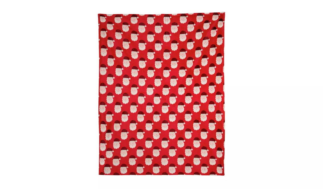 Home Christmas Santa Printed Fleece Throw - 125 X 150cm