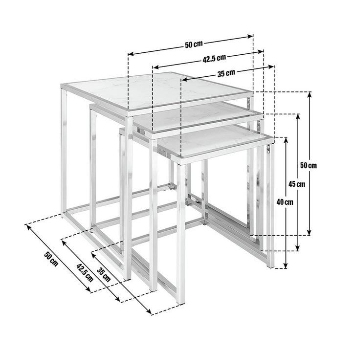 Home Boutique Nest of 3 Tables - Marble Effect