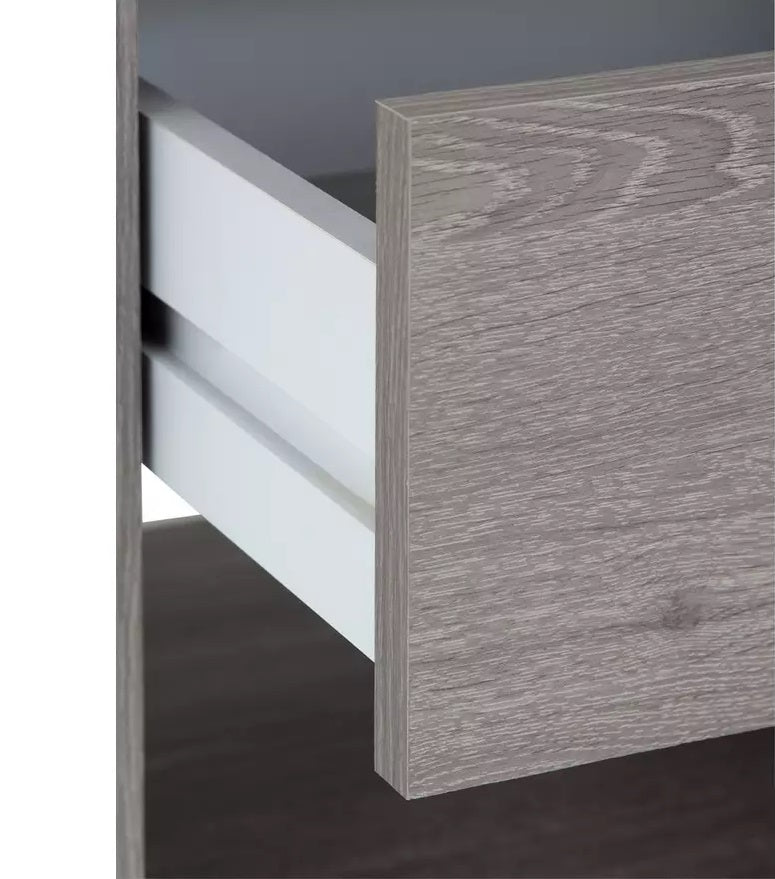 Home Seville 1 Drawer Bedside Table - Grey Oak Effect