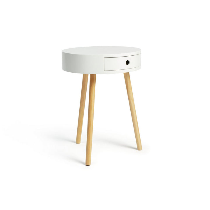 Habitat Otto 1 Drawer Round Bedside Table - White