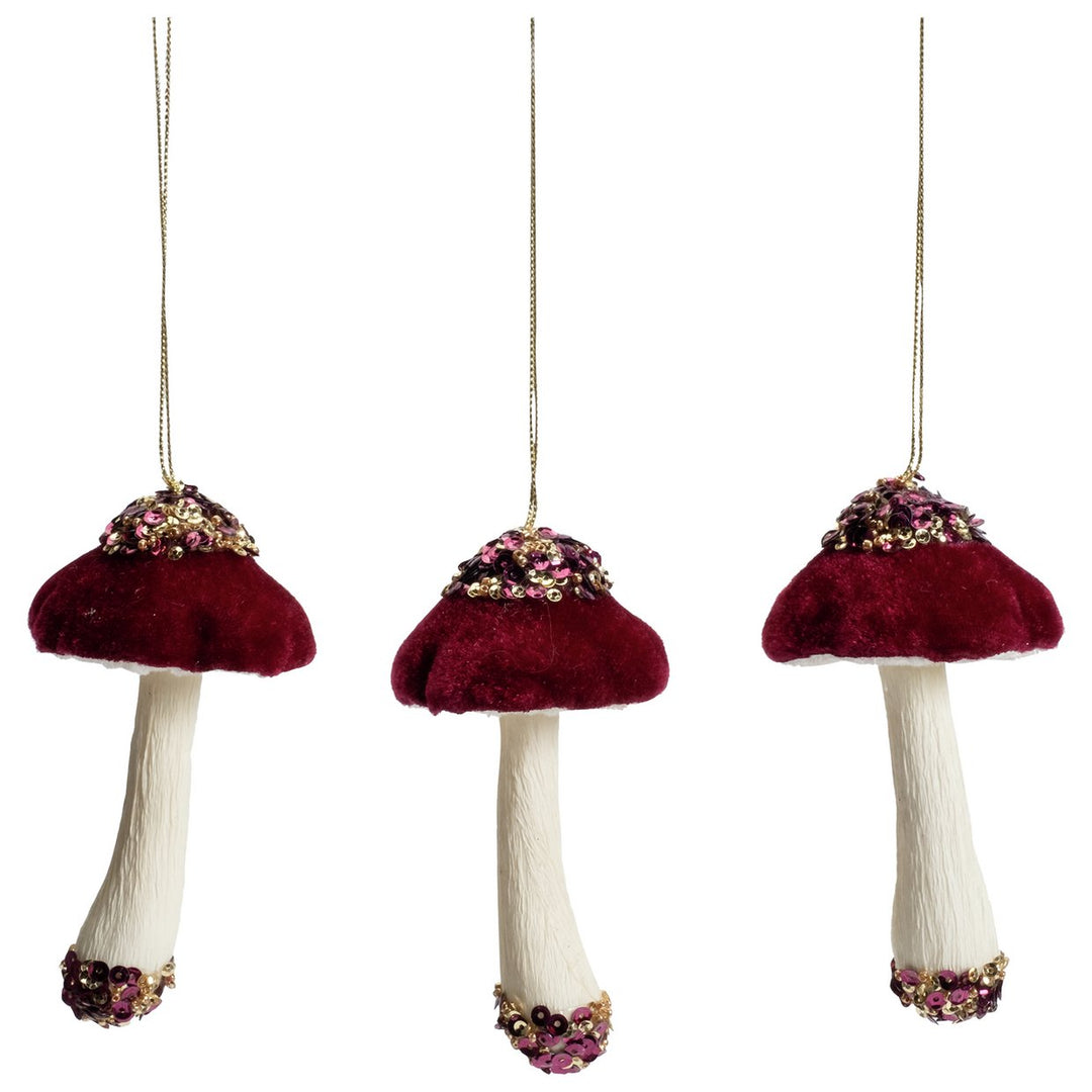 Home Pack of 3 Mushroom Christmas Tree Decorations