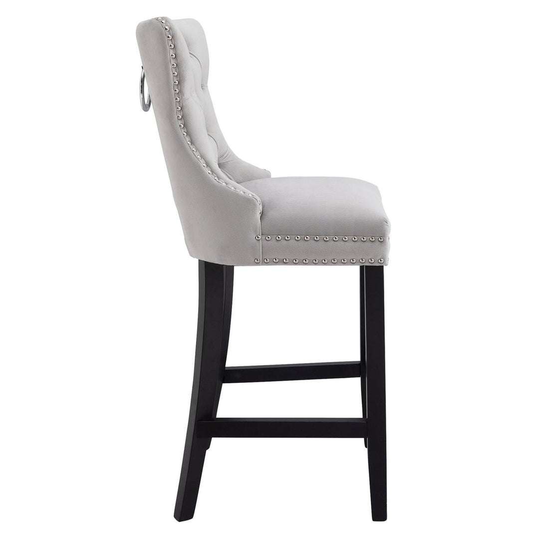 Home Princess Velvet Bar Stool - Light Grey