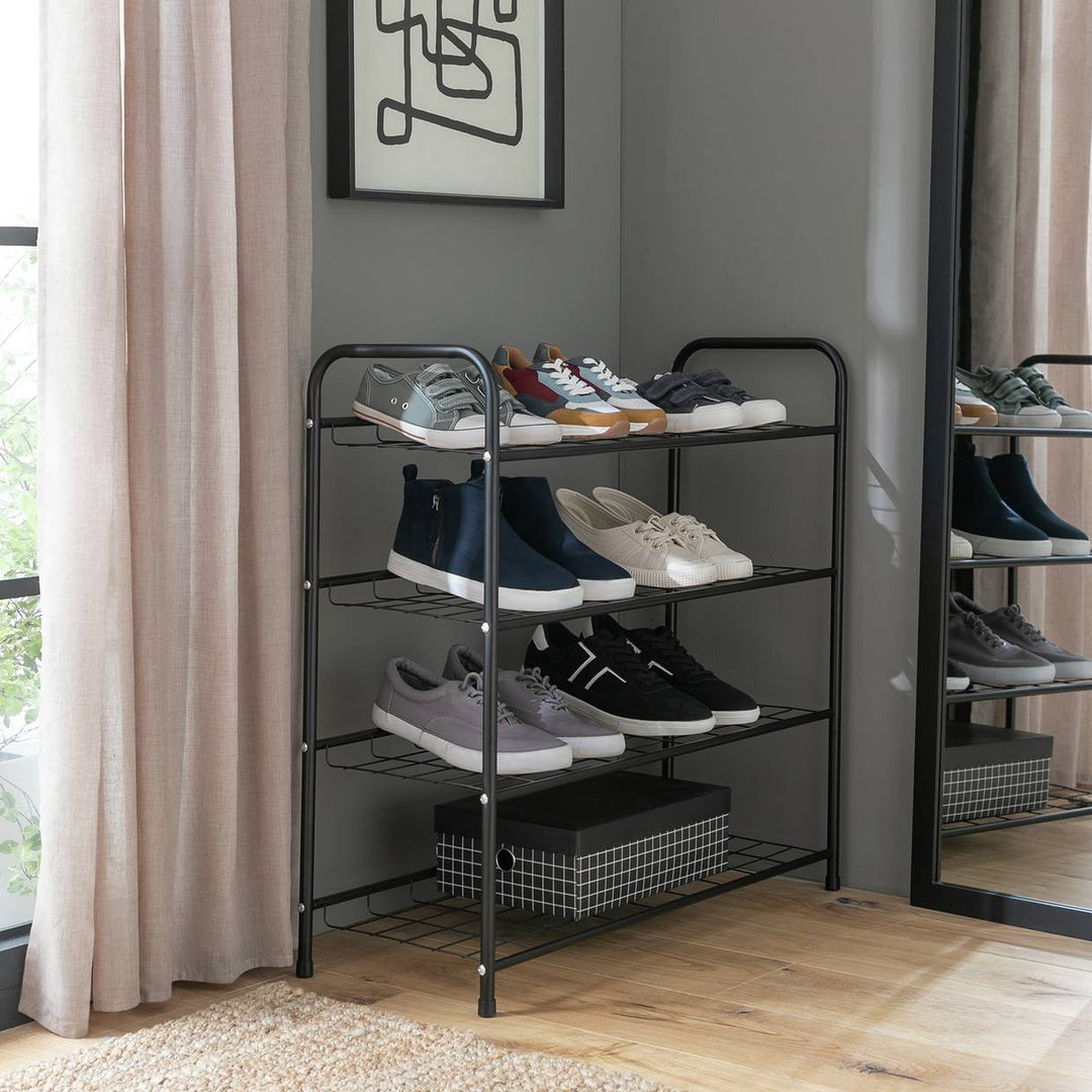 Home Jorn 4 Shelf Shoe Storage Rack - Black