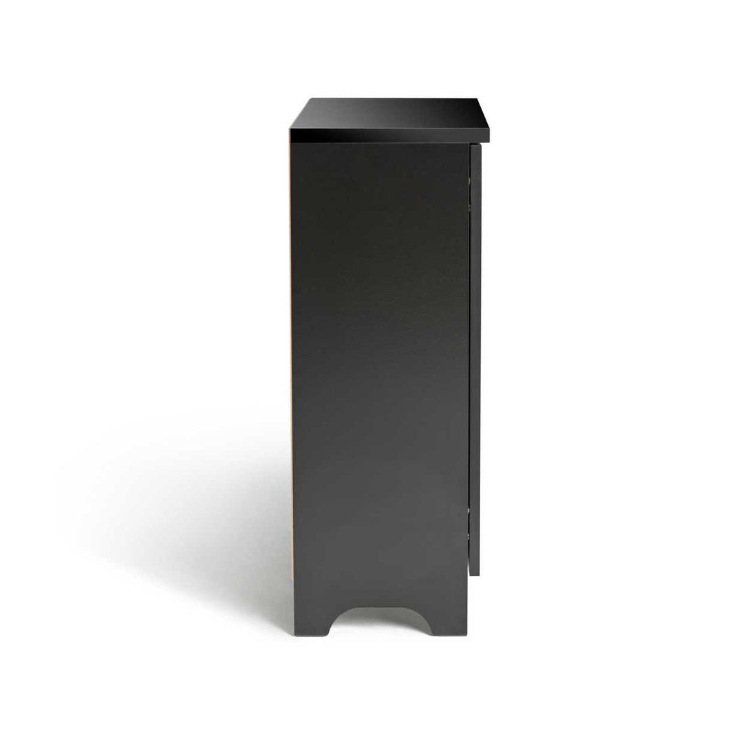 Home Slatted Shoe Cabinet - Black