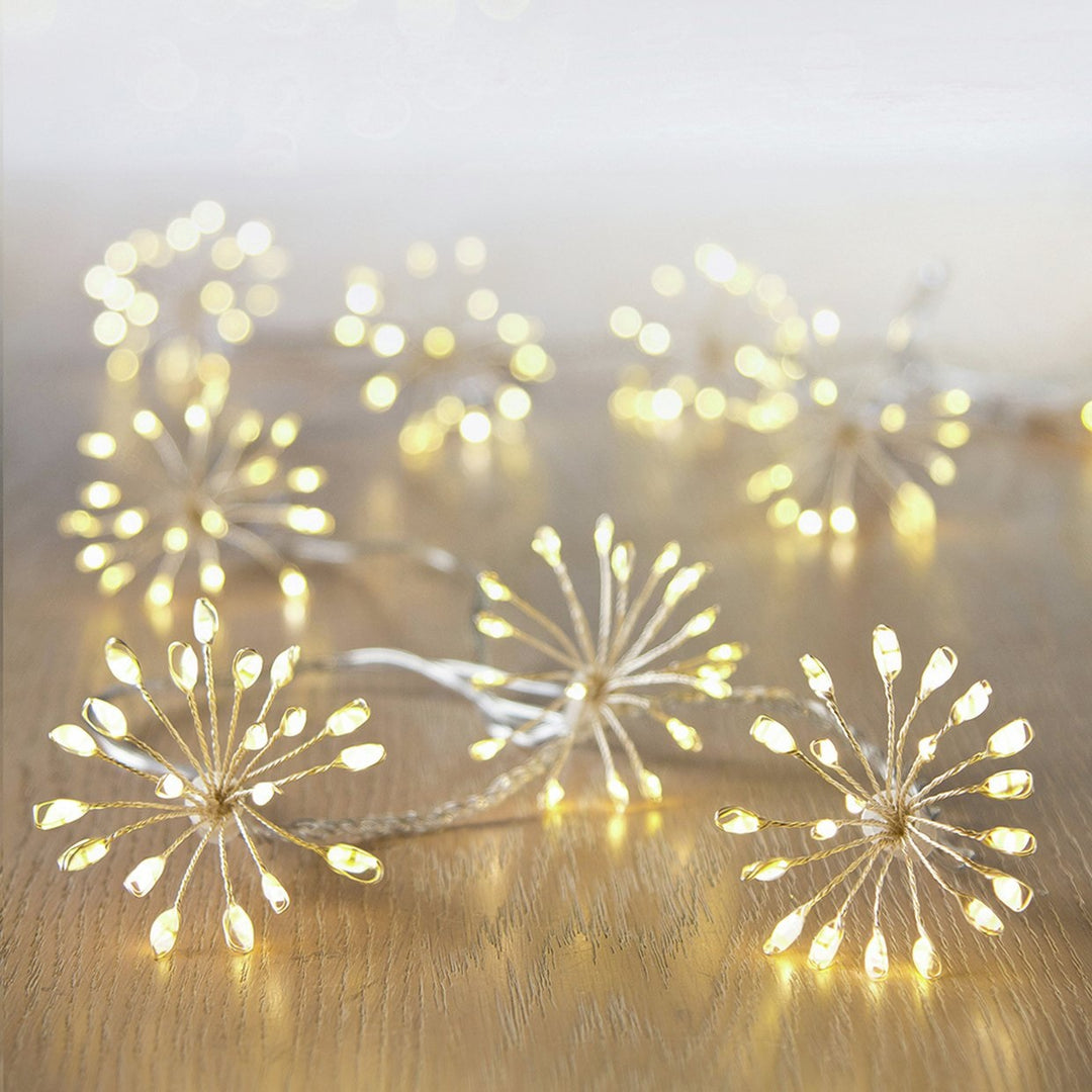 Premier Decorations 400 Multi-Action Warm White LED Starburst String Lights & Timer