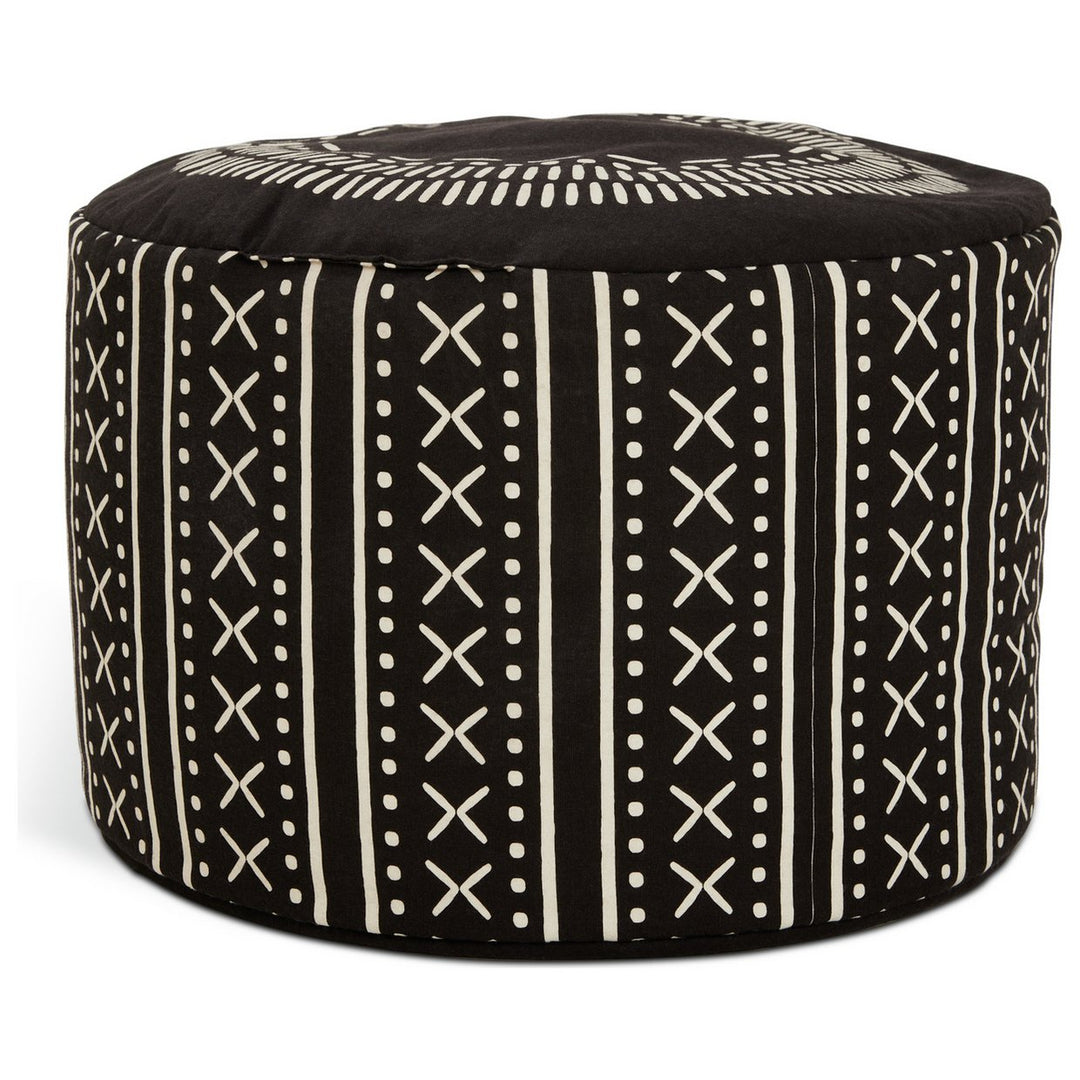 Habitat Black Round Printed Pouffe Outdoor Cushion